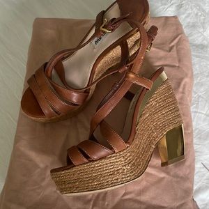 MIU MIU WEDGE/PLATFORM NAPPA LEATHER COLOR 36/6